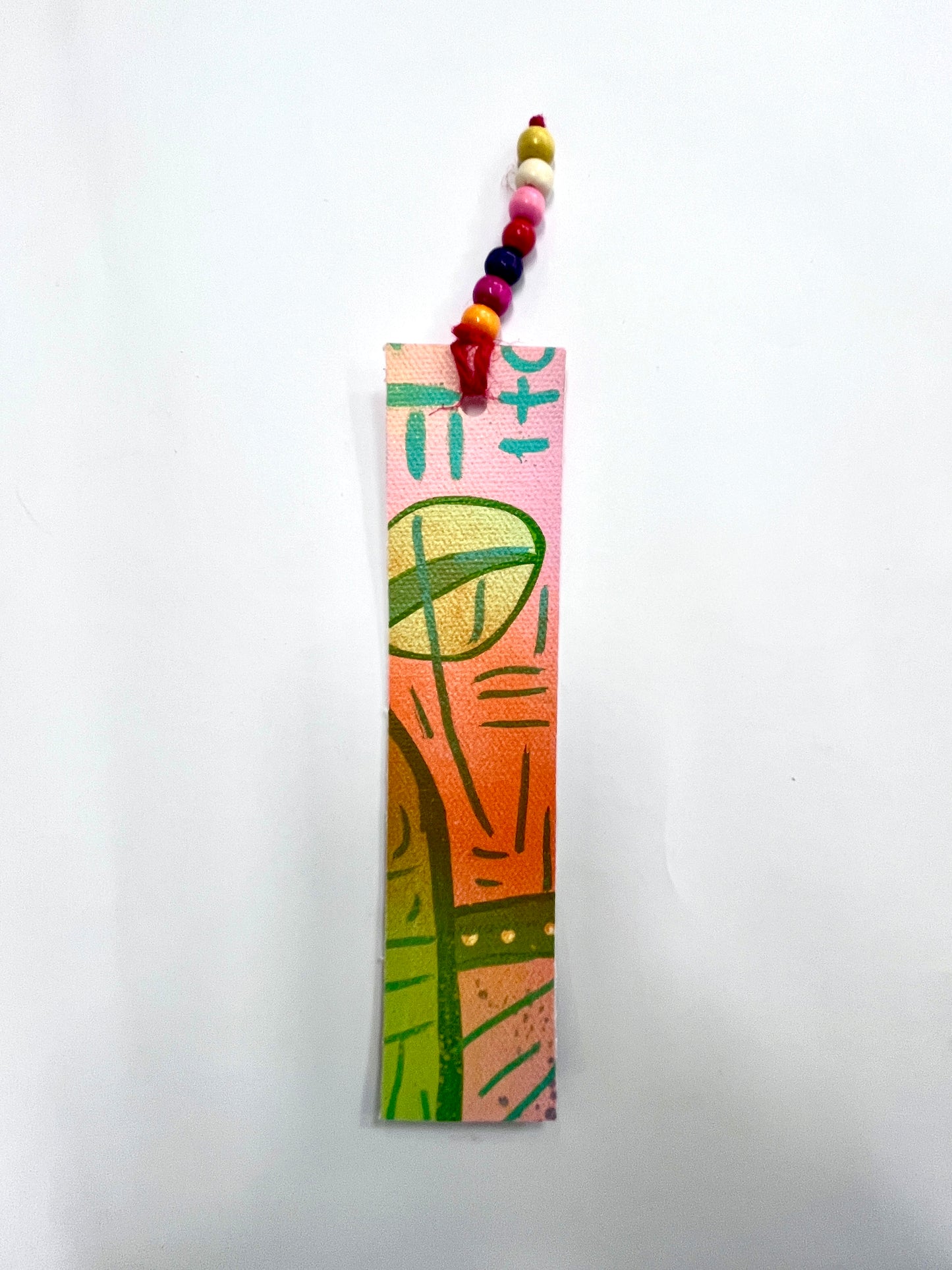 Hand Painted Canvas Bookmark with Beaded Tassel