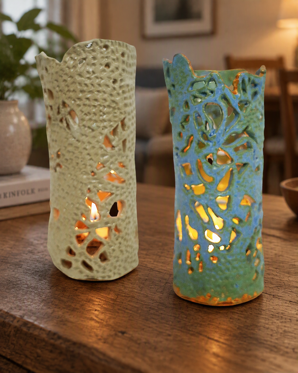 Fiona Lerk Tree Bark Vase, Blue