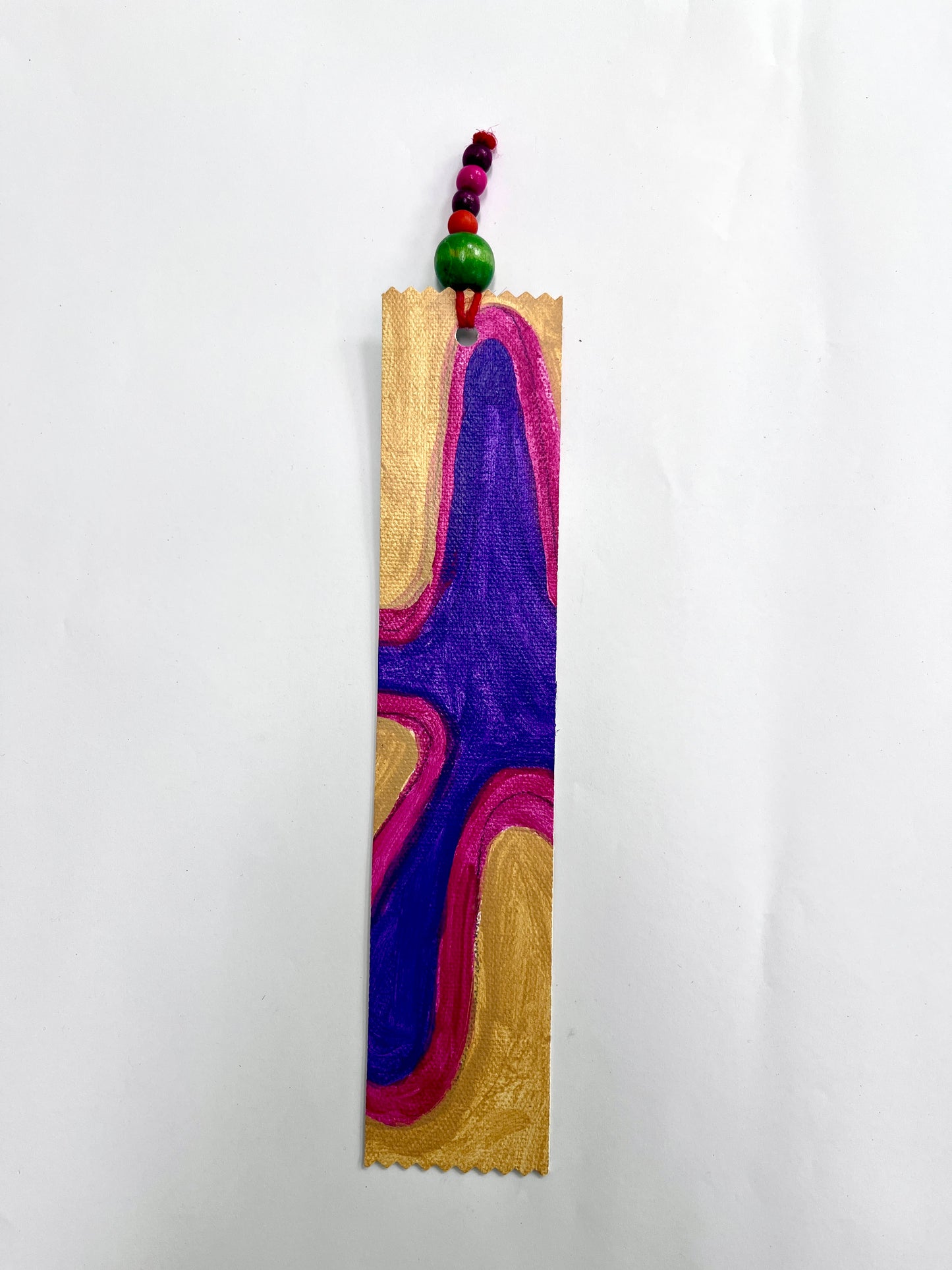 Hand Painted Canvas Bookmark with Beaded Tassel
