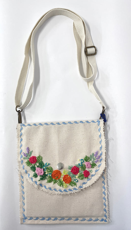 Embroidered bag by Lisa Hine Floral Design