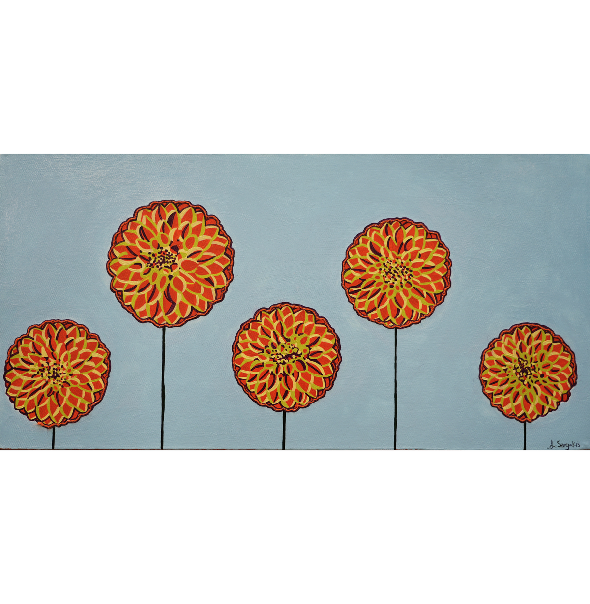 Dahlia Flower Painting by Ashlea Sergakis
